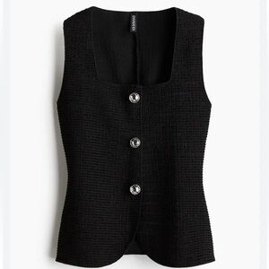 H&M Black Sleeveless Top with Button Detail